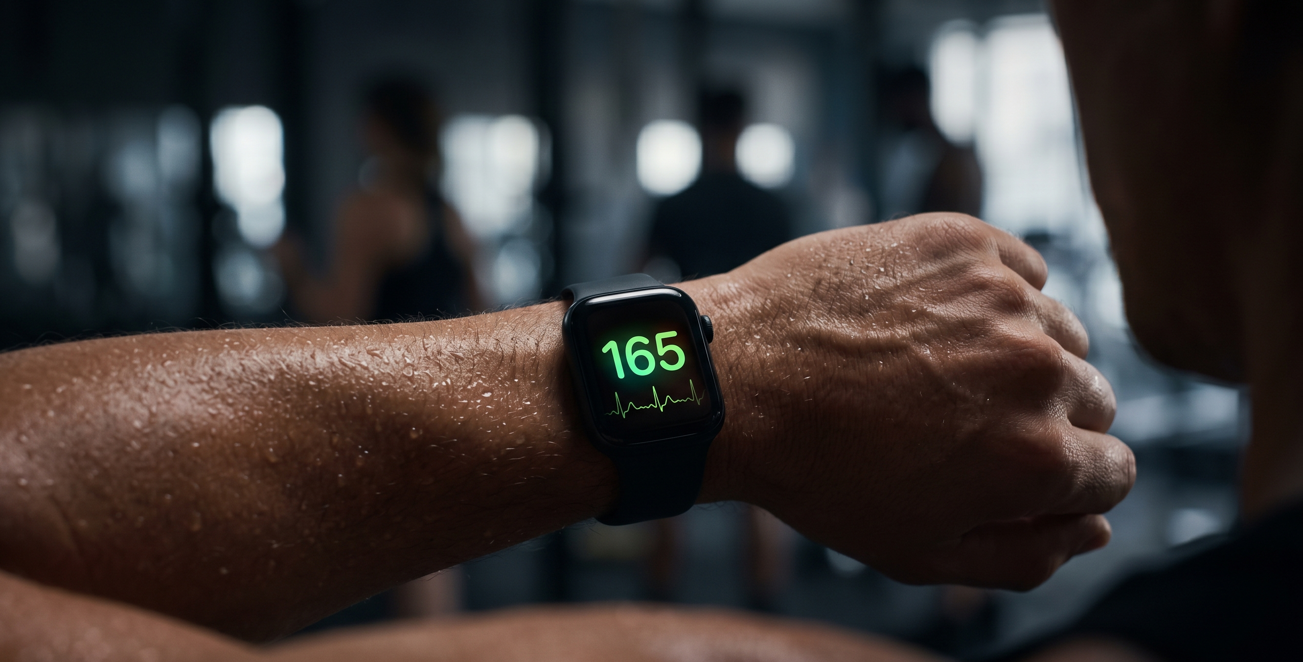 Apple Watch showing heart rate during a workout